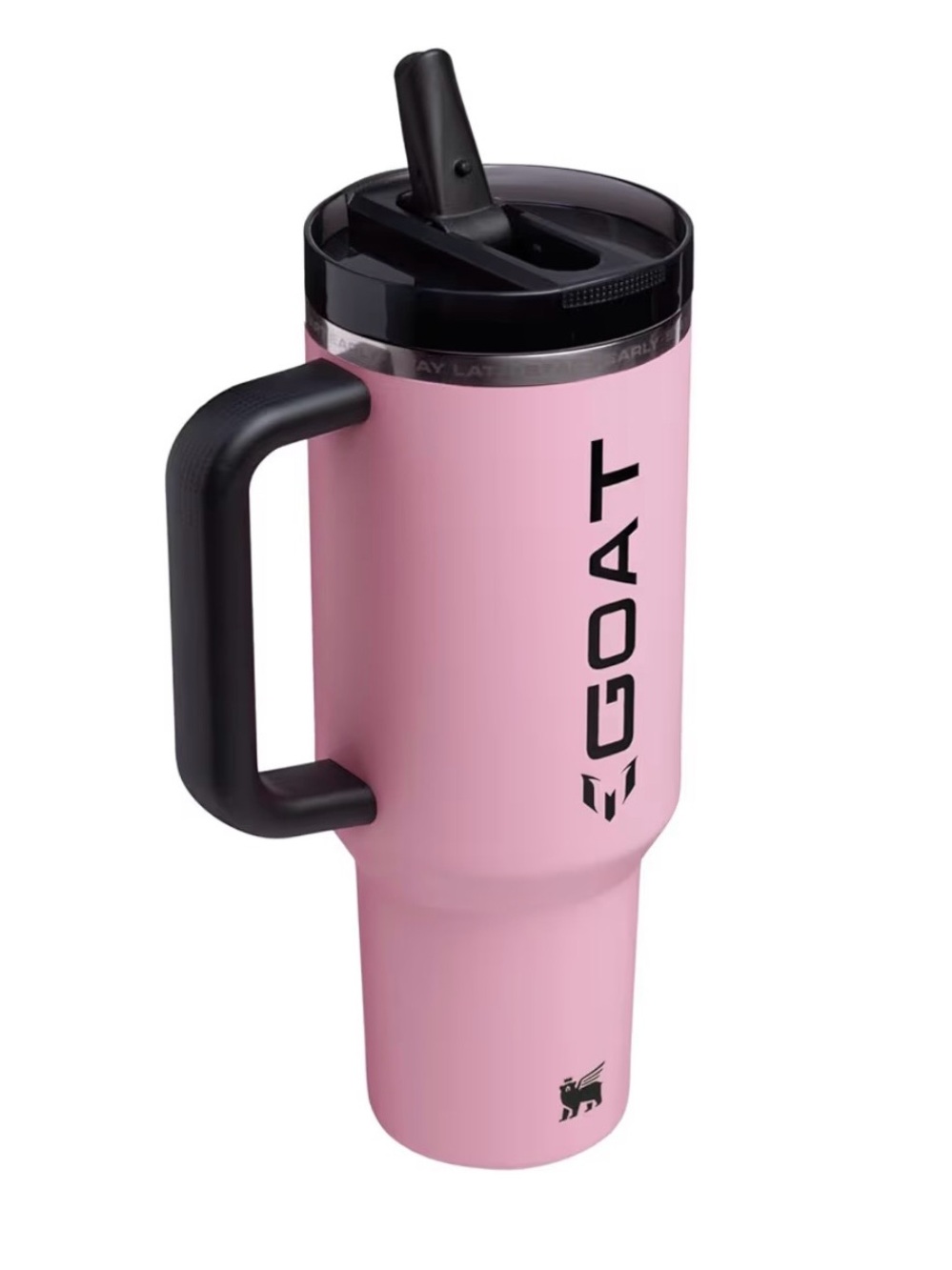 Stanley X Messi/Pink/Black/Flip Straw/GOAT/Travel Tumbler with Black Handle/NIB! - Picture 2 of 15